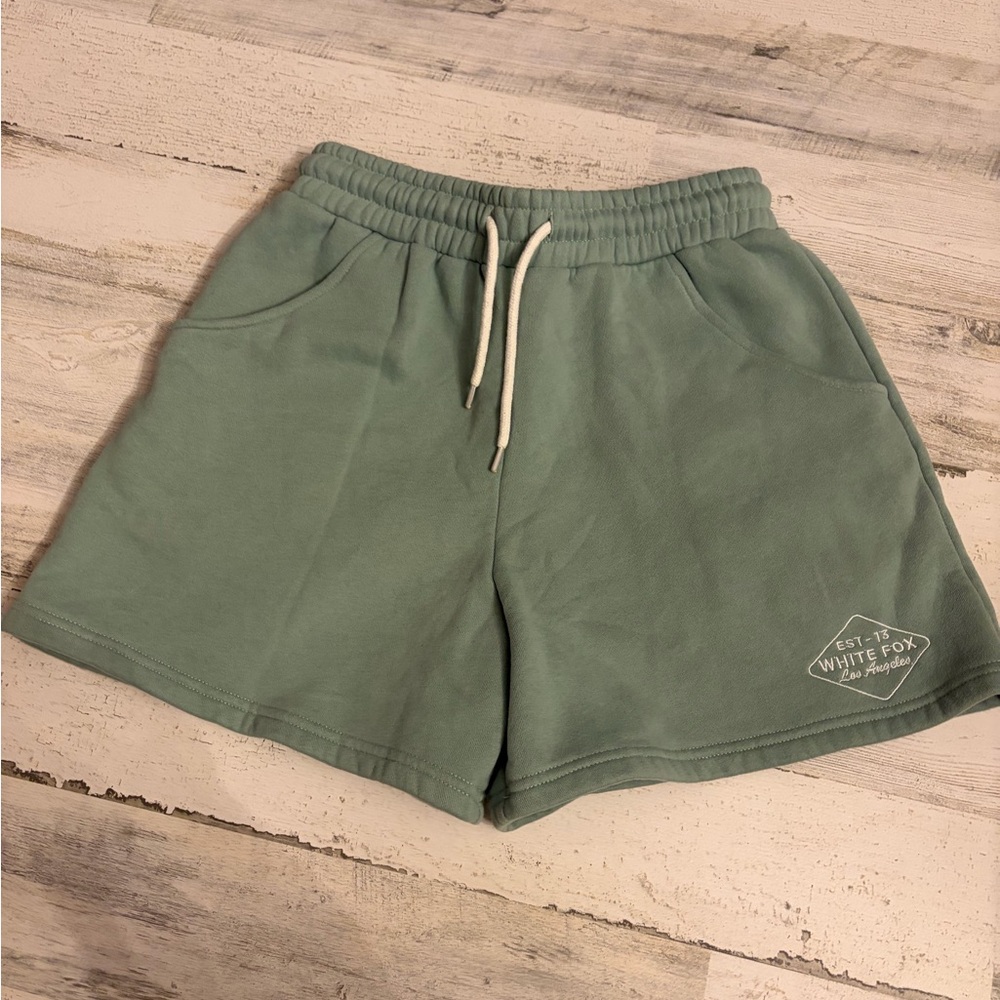 White Fox sage green shorts